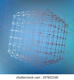 Mesh polygonal background. Molecular lattice. The structural grid of polygons. 
