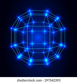 Mesh polygonal background. Scope of lines and dots. Ball of the lines connected to points. Molecular lattice. The structural grid of polygons.