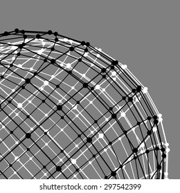 Mesh polygonal background. Scope of lines and dots. Ball of the lines connected to points. Molecular lattice. The structural grid of polygons.