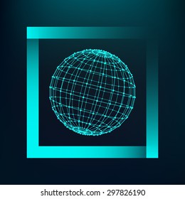 Mesh polygonal background. Scope of lines and dots. Ball of the lines connected to points. Molecular lattice. The structural grid of polygons. 