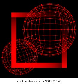 Mesh polygonal background. Scope of lines and dots. Ball of the lines connected to points. Molecular lattice. The structural grid of polygons. 