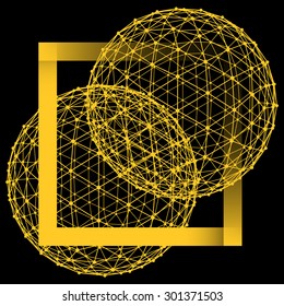 Mesh polygonal background. Scope of lines and dots. Ball of the lines connected to points. Molecular lattice. The structural grid of polygons. 