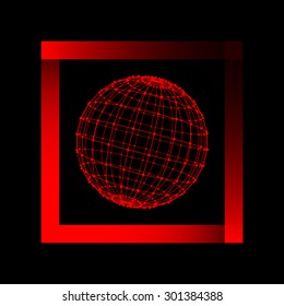 Mesh polygonal background. Scope of lines and dots. Ball of the lines connected to points. Molecular lattice. The structural grid of polygons. 