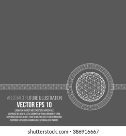 Mesh polygonal background. Scope of lines and dots. Ball of the lines connected to points. Molecular lattice. 
