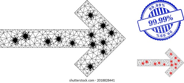 Die polygonalen Richtungs-Pfeilsymbole illustrieren den Infektionsstil und die farbige, blaue 99,99 Perzente stempeln. Carcass-Modell basiert auf dem Richtungspfeilsymbol mit schwarz-roten Infektionszentren