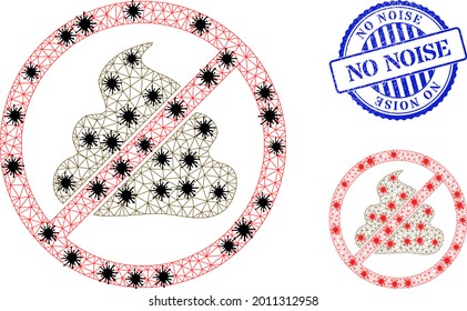 Mesh polígonal prohíbe la ilustración de íconos de mierda con estilo de infección, y la ronda azul de angustia No ruido sello. La abstracción se basa en un icono de mierda prohibido con elementos de infección negros y rojos.