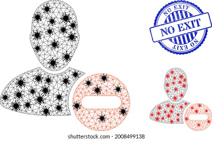 La malla poligonal elimina la ilustración de los símbolos de usuario en estilo de infección y el sello de salida sin redondeo azul rascado. El modelo se crea a partir del icono de eliminación del usuario con nodos de infección negros y rojos.