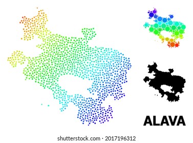 Mesh polygonal and solid map of Alava Province. Vector model is created from map of Alava Province with red stars. Abstract lines and stars are combined into map of Alava Province.
