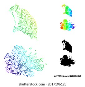 Mesh polygonal and solid map of Antigua and Barbuda. Vector model is created from map of Antigua and Barbuda with red stars. Abstract lines and stars are combined into map of Antigua and Barbuda.