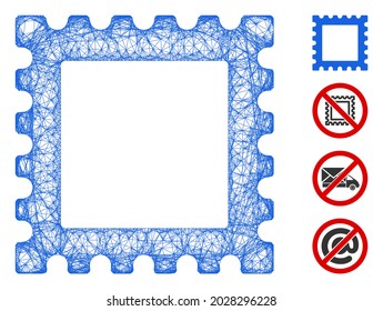 Mesh postage stamp web icon vector illustration. Model is based on postage stamp flat icon. Network forms abstract postage stamp flat model. wireframe 2D web network isolated on a white background.