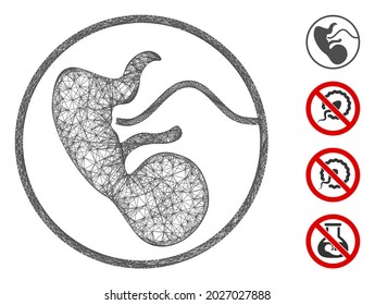 Mesh prenatal web icon vector illustration. Carcass model is based on prenatal flat icon. Network forms abstract prenatal flat carcass. Wire frame flat web network isolated on a white background.
