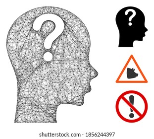 Mesh problem polygonal web icon vector illustration. Model is created from problem flat icon. Triangle network forms abstract problem flat model.