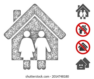 Mesh property web icon vector illustration. Abstraction is based on property flat icon. Mesh forms abstract property flat carcass. wireframe flat web network isolated on a white background.