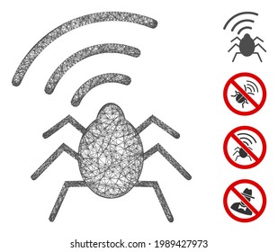 Ilustración vectorial de icono web de radio de malla. El modelo se basa en un icono plano de error de radio. Net forma un modelo de error de radio abstracto. red web plana wireframe aislada en un fondo blanco.