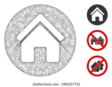 Mesh real estate polygonal web 2d vector illustration. Carcass model is based on real estate flat icon. Triangular mesh forms abstract real estate flat carcass.