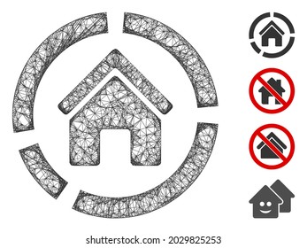 Mesh realty diagram web icon vector illustration. Carcass model is based on realty diagram flat icon. Mesh forms abstract realty diagram flat model.