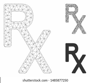 Mesh receipt model with triangle mosaic icon. Wire carcass polygonal mesh of receipt. Vector collage of triangle parts in different sizes, and color tones. Abstract 2d mesh receipt,
