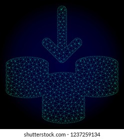 Mesh receive coins polygonal illustration. Abstract mesh lines, triangles and points on dark background with receive coins.