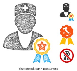 Mesh recommended by doctors polygonal web icon vector illustration. Carcass model is based on recommended by doctors flat icon. Triangle net forms abstract recommended by doctors flat carcass.