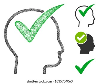 Mesh recommended polygonal web icon vector illustration. Model is created from recommended flat icon. Triangle network forms abstract recommended flat model.