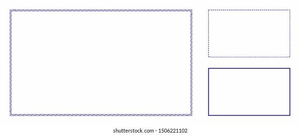 Mesh rectangle frame model with triangle mosaic icon. Wire frame polygonal network of rectangle frame. Vector mosaic of triangle parts in various sizes, and color hues.