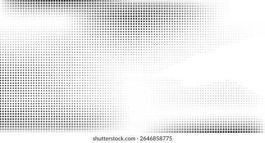 Mesh rectangle grunge dotted halftone gradient texture. Vanishing polka dot background abstract modern art