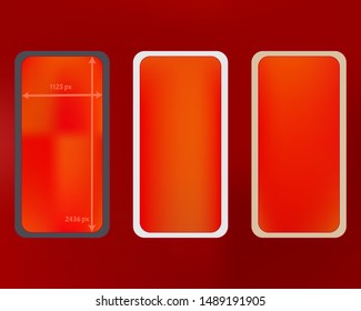 Mesh, red colored phone backgrounds kit. Breezy separated groups, easy to edit EPS. Usefull screen design set, isolated background. Minimal backdrop. 2436x1125 ratio.