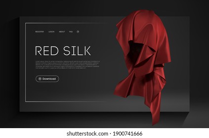 Seda roja de malla en el diseño de cubierta realista de la esfera. Fondo De Moda Roja. Vector de objeto 3d realista Ilustración EPS 10.