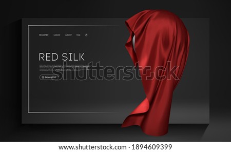 Mesh Red Silk on sphere realistic cover design. Red Fashion Background. Realistic 3d object Vector Illustration EPS 10..