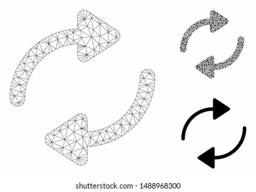 Mesh refresh model with triangle mosaic icon. Wire frame polygonal mesh of refresh. Vector mosaic of triangle parts in various sizes, and color tones. Abstract 2d mesh refresh,