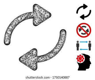Mesh refresh web icon vector illustration. Carcass model is based on refresh flat icon. Net forms abstract refresh flat carcass. wireframe flat web network isolated on a white background.