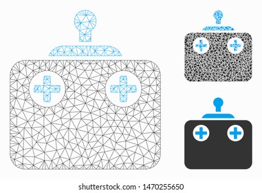 Mesh remote control model with triangle mosaic icon. Wire frame triangular mesh of remote control. Vector mosaic of triangle parts in variable sizes, and color hues. Abstract flat mesh remote control,