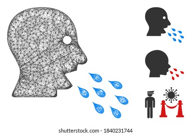 Mesh respiratory infection polygonal web icon vector illustration. Model is based on respiratory infection flat icon. Triangular mesh forms abstract respiratory infection flat model.
