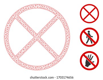 Mesh restricted polygonal symbol vector illustration. Model is based on restricted flat icon. Triangle network forms abstract restricted flat model.