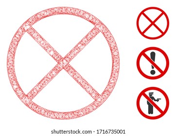 Mesh restricted polygonal web 2d vector illustration. Model is based on restricted flat icon. Triangle network forms abstract restricted flat model.