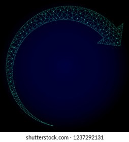 Mesh rotate forward polygonal illustration. Abstract mesh lines, triangles and points on dark background with rotate forward.