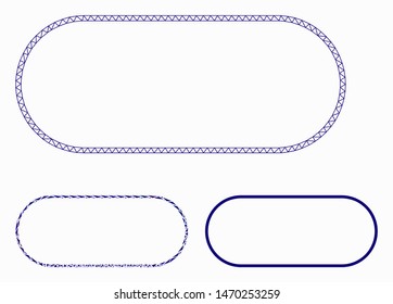 Mesh rounded frame model with triangle mosaic icon. Wire frame polygonal mesh of rounded frame. Vector mosaic of triangle elements in variable sizes, and color tones. Abstract 2d mesh rounded frame,