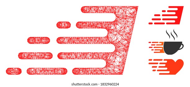 Mesh rush effect polygonal web 2d vector illustration. Model is based on rush effect flat icon. Triangular network forms abstract rush effect flat model.