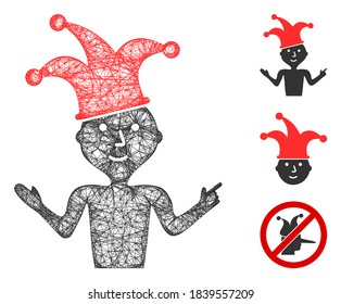 Mesh sarcasm polygonal Web-Symbol Vektorgrafik. Das Carcass-Modell wird aus dem sarkasmen flachen Symbol erstellt. Dreieckige Maschen bilden abstraktes Sarkasmus-Flachkarras.