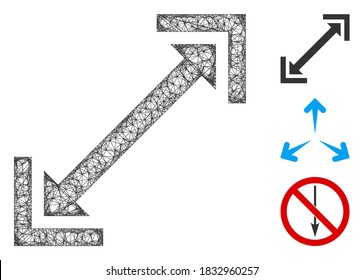 Mesh scalability polygonal web icon vector illustration. Model is based on scalability flat icon. Triangle network forms abstract scalability flat model.