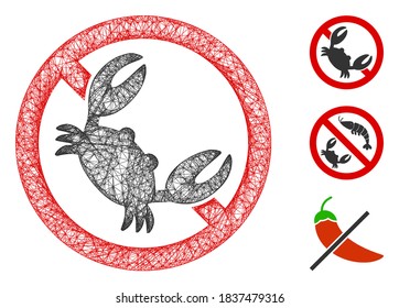 Mesh seafood free polygonal web symbol vector illustration. Model is based on seafood free flat icon. Triangular mesh forms abstract seafood free flat model.