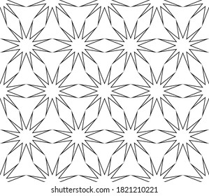 Mesh seamless abstract pattern. Geometric shapes, line texture, star effect. Template for printing, textile, packaging and decor, tile ornament.