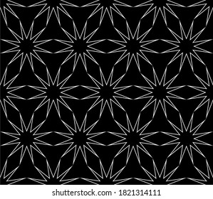 Mesh seamless abstract pattern. Geometric shapes, line texture, star effect. Template for printing, textile, packaging and decor, tile ornament.
