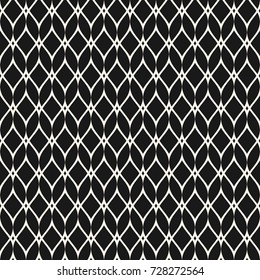 Mesh seamless pattern, thin wavy lines. Texture of lace, weaving, net, lattice. Subtle monochrome geometric background. Stylish dark design for prints, fabric, textile, decoration. - Stock vector