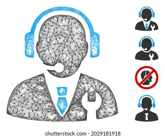 Mesh service manager web icon vector illustration. Carcass model is based on service manager flat icon. Network forms abstract service manager flat carcass.