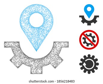 Mesh service map marker imagen vectorial de icono web poligonal. El modelo de canal se crea a partir del icono plano del marcador de servicio. La red de triángulo forma canales planos de marcadores abstractos de mapas de servicios.