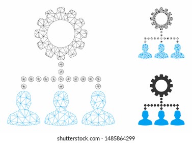 Mesh service staff model with triangle mosaic icon. Wire frame polygonal mesh of service staff. Vector mosaic of triangle parts in different sizes, and color shades. Abstract 2d mesh service staff,