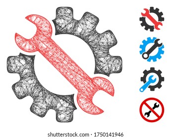 Mesh service tools web 2d vector illustration. Model is based on service tools flat icon. Mesh forms abstract service tools flat carcass. wireframe 2D web network isolated on a white background.