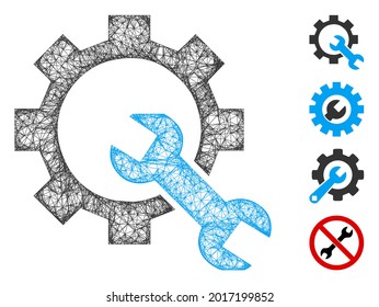 Mesh service tools web icon vector illustration. Abstraction is based on service tools flat icon. Mesh forms abstract service tools flat model.