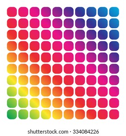 Mesh of shapes with spectrum gradient fill on white